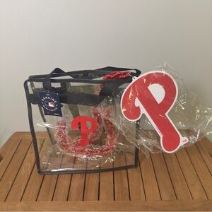 NWT Philadelphia Phillies Clear Tote Bag & Red Chain Strap MLB Stadium Approved